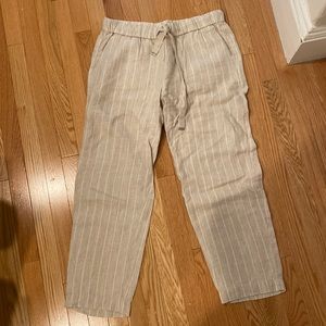 Mango 100% Linen Pinstripe Pants